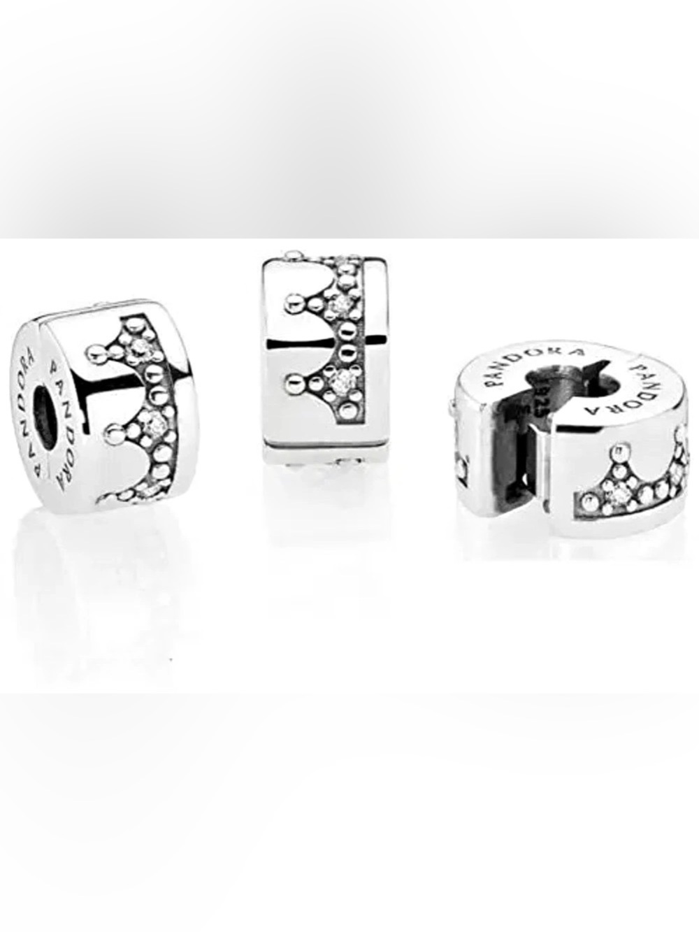 PANDORA Dazzling Crown Clip Sterling Silver Clip in Silver NWT